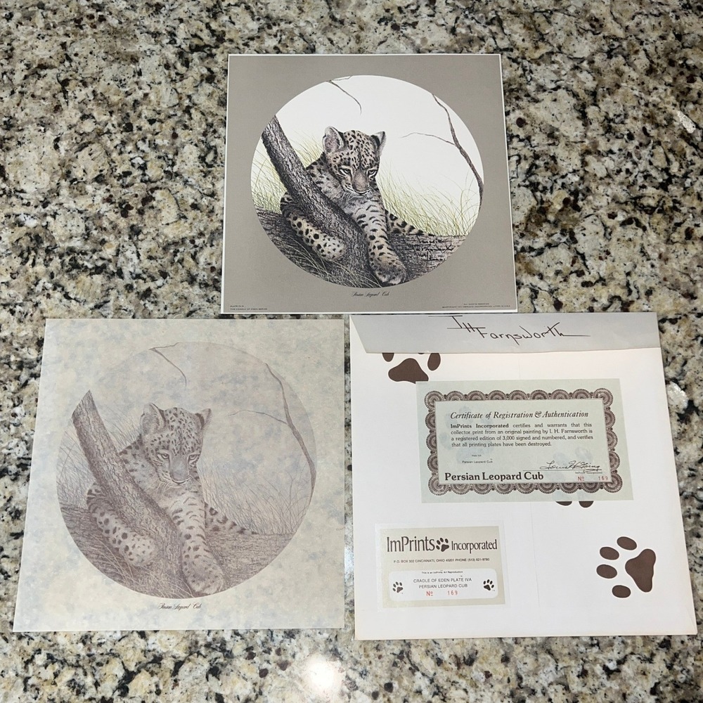 I.H. Farnsworth Persian Leopard Cub Signed Number Print 169/3000 Cradle of Eden
